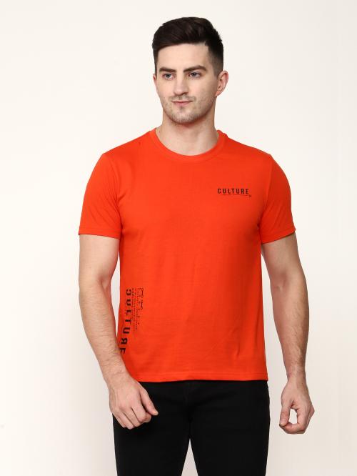 MISCHIEF MONKEY Cotton Printed T-shirt Casual Rust Color Tshirt for men