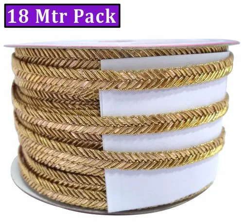 Mezin V Dori Piping Blouse Dori Lace Border for Saree, Blouse, Dress, Embellishment (Rose Gold-18 Mtr)