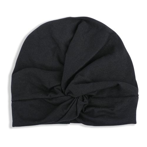 Babymoo Black Baby Turban Cap With Adorable Knotted Design