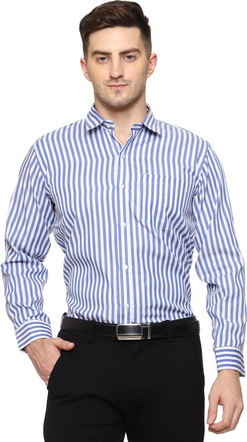 Sheen Creations Men Dark Blue, White Checkered Cotton Linen Formal Shirt