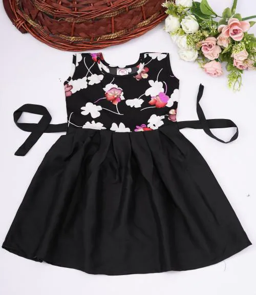 Janmangal creation Girls Black Crepe A-line Dress