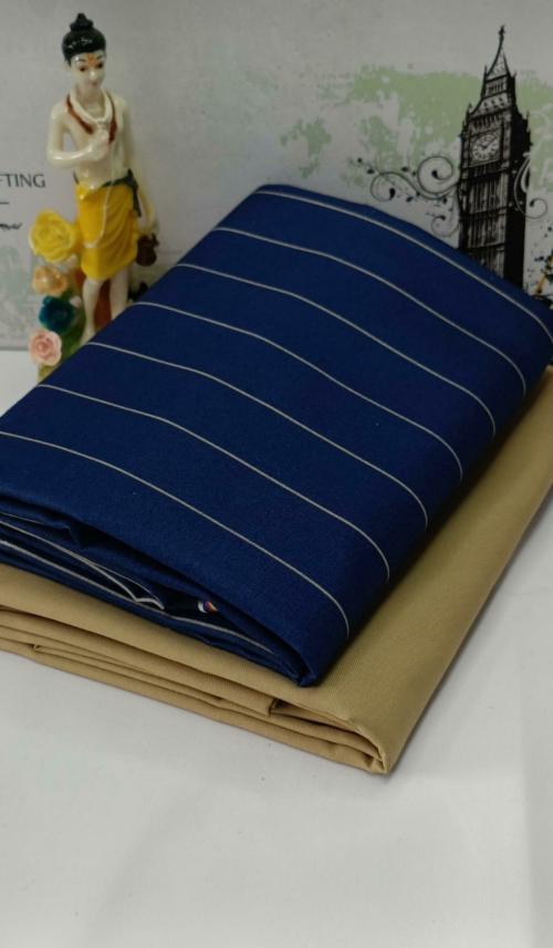 DHARMESH ENTERPRISE Men Blue Printed Cotton Blend Unstitched Shirt and Trouser Material (Free Size)