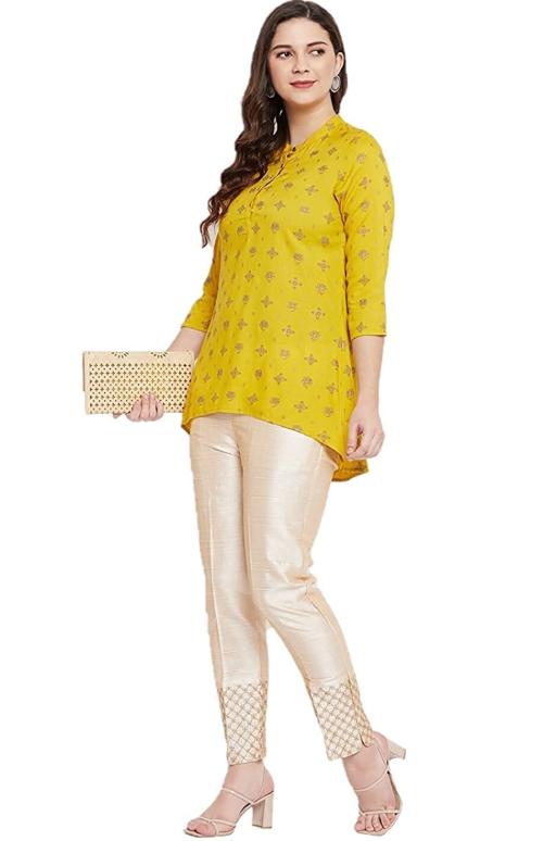 SriSaras Women Cream Regular Fit Trousers - XL