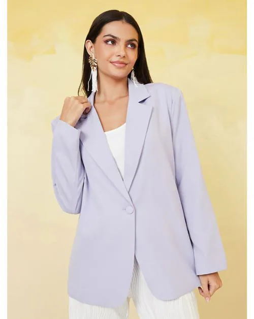 Mans Fab Solid Single Breasted Formal Women Blazer ( Wine - L )