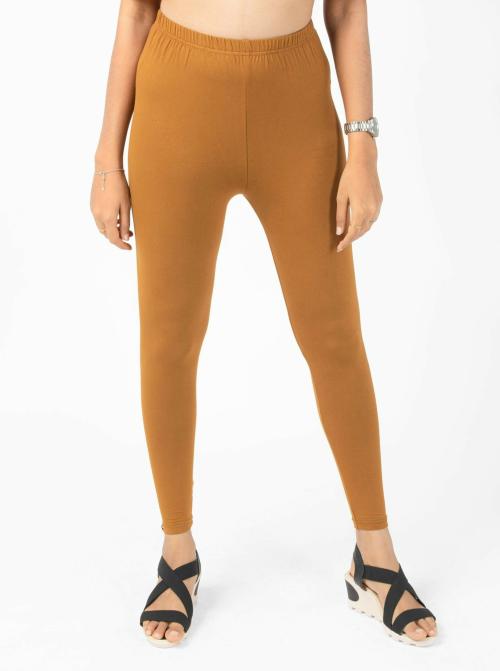 Buy Indian Flower Women Brown Solid Ankle Length Western Wear Legging