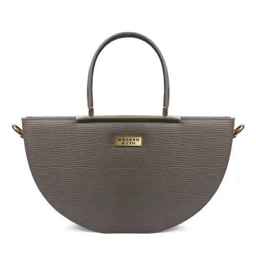 HEMI Grey Ribbed Half Moon Shaped Handbag