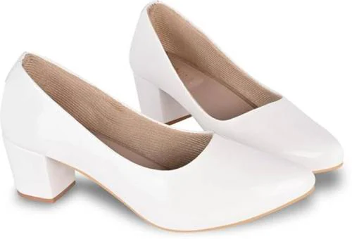 VIBRANCE - Premium Casual Block Heel Bellies for Women | Heel Sandals for Women | Office Wear Heel Ballet Flats for Women - White ( Size-9)