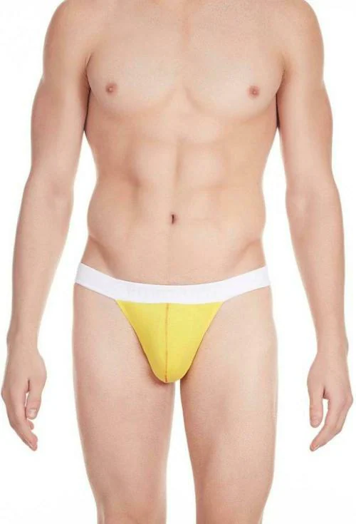 La inTimo Yellow Solid Cotton Lycra Blend Brief