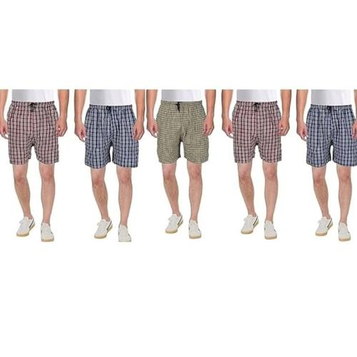 AWALA FASHION Men's Boxers Cotton Check Shorts for Men (Combo Pack 5)