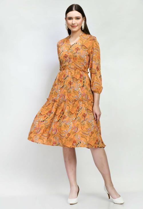 NEEL & NED Cotton Paisley Print Orange Dress