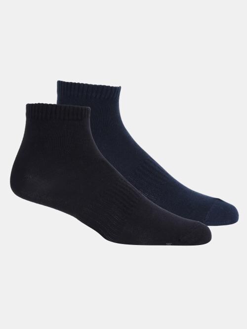Jockey 7106 Men's Black, Navy Solid Cotton Blend Pack of 2 Ankle-Length Socks