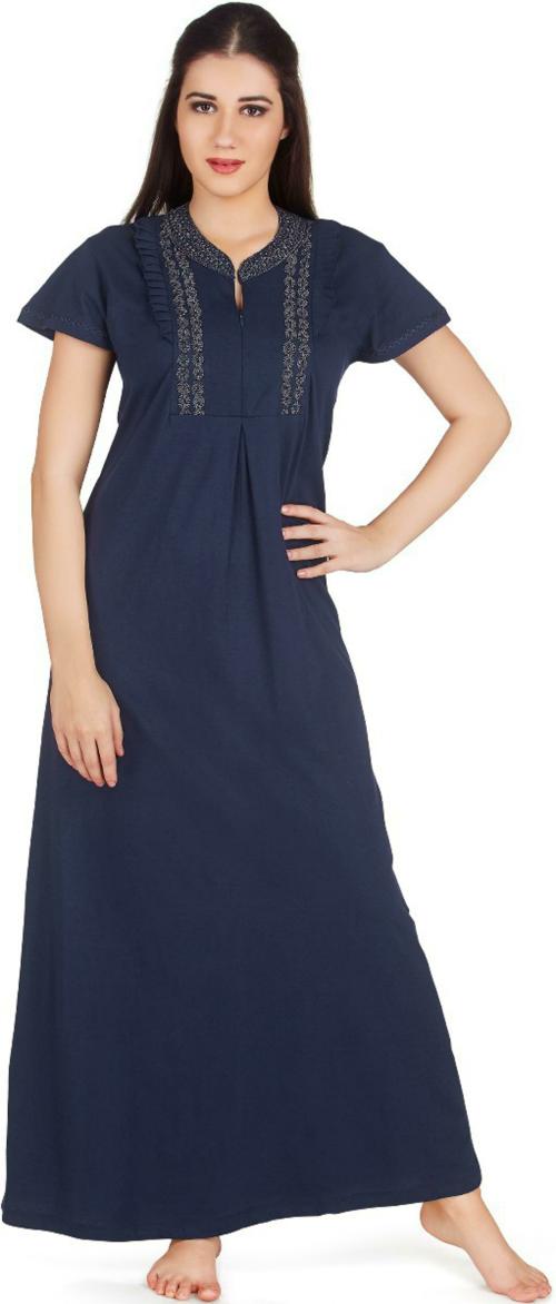 Honeydew Women Dark Blue Solid 100% Cotton Single Nighty
