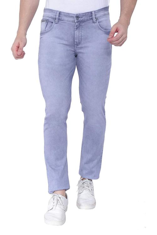 FLAGS Mens Grey Cotton Slim Fit Stretch Jeans