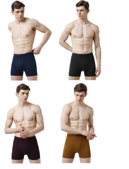 Rupa Topman Multicolor Solid 100% Cotton Pack of 4 Plain IE Trunks