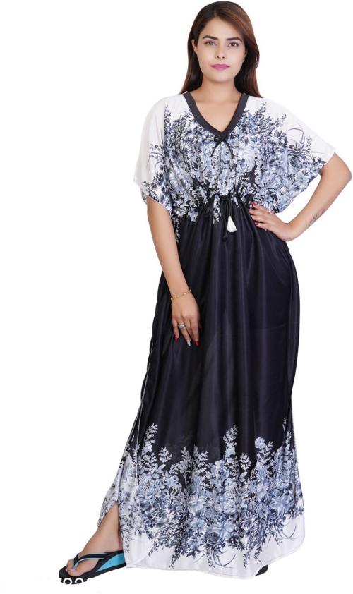 Soku Shopee Women Black Poly Satin Kaftan