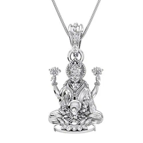 Akshat Sapphire Pure Silver Goddess Laxmi Ji Pendant Suitable For Men and Women
