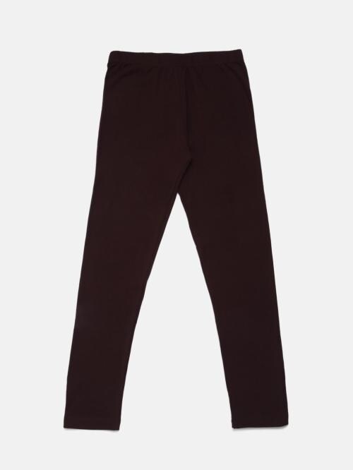 De Moza Girls Brown Solid Viscose Legging (15-16 Years)