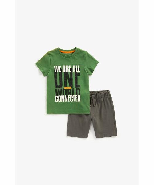 Mothercare Boys Multicolor 100% Cotton Printed Shorts & T-shirt Set