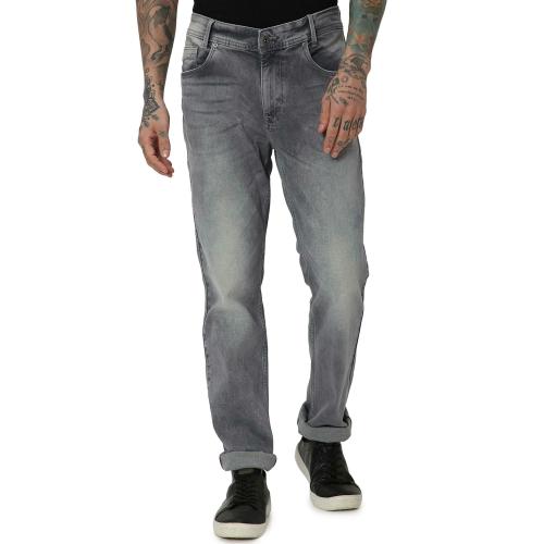 Mufti Light Grey Straight Fit Originals Stretch Jeans
