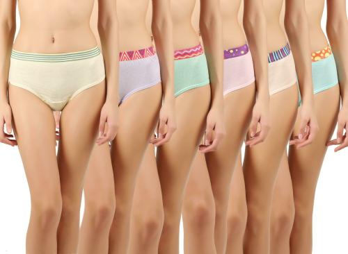 Vaishma Women Multicolor Solid Cotton Blend Pack of 6 Panties