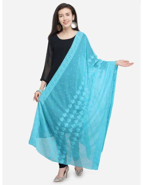 Sky Blue Nazneen Embroidered Women's Dupatta