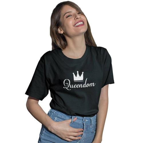 The Cool Vibe Store Women 100 Percent Cotton Printed Queendom T-Shirt