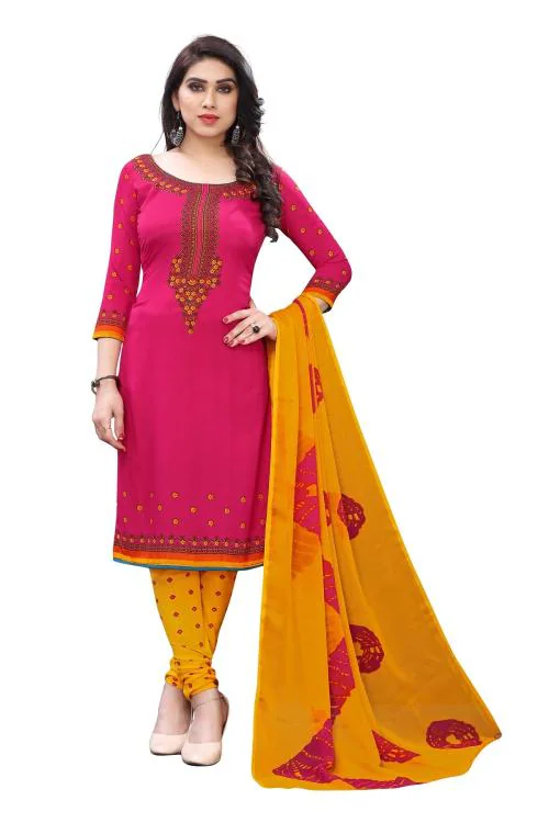Rensilafab womens Pink Salwar Suit Dress Material (Unstitched)