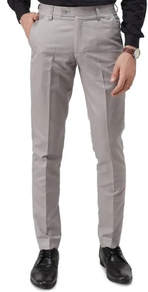 ZEWA FASHION Men's Solid Formal Regular Pent Ultimate Office Joggers for Men | Comfortable Tailored Fit Trousers for Office or Casual Wear | Wrinkle Resistant & Quick Dry (Grey)