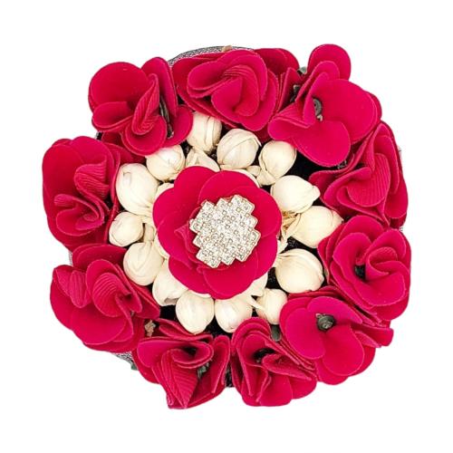DIAN Pink & White Full Bun Juda Maker Flower Gajra Hair Accessories