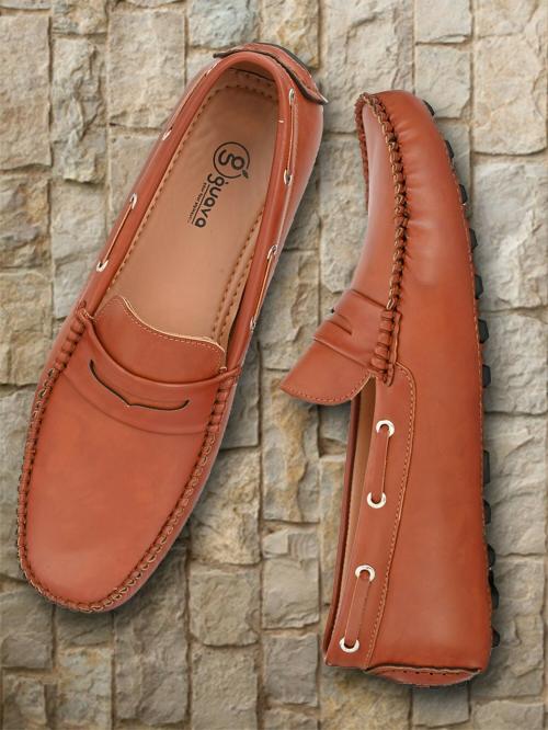 Guava Men's Tan Synthetic Leather Loafers Shoes