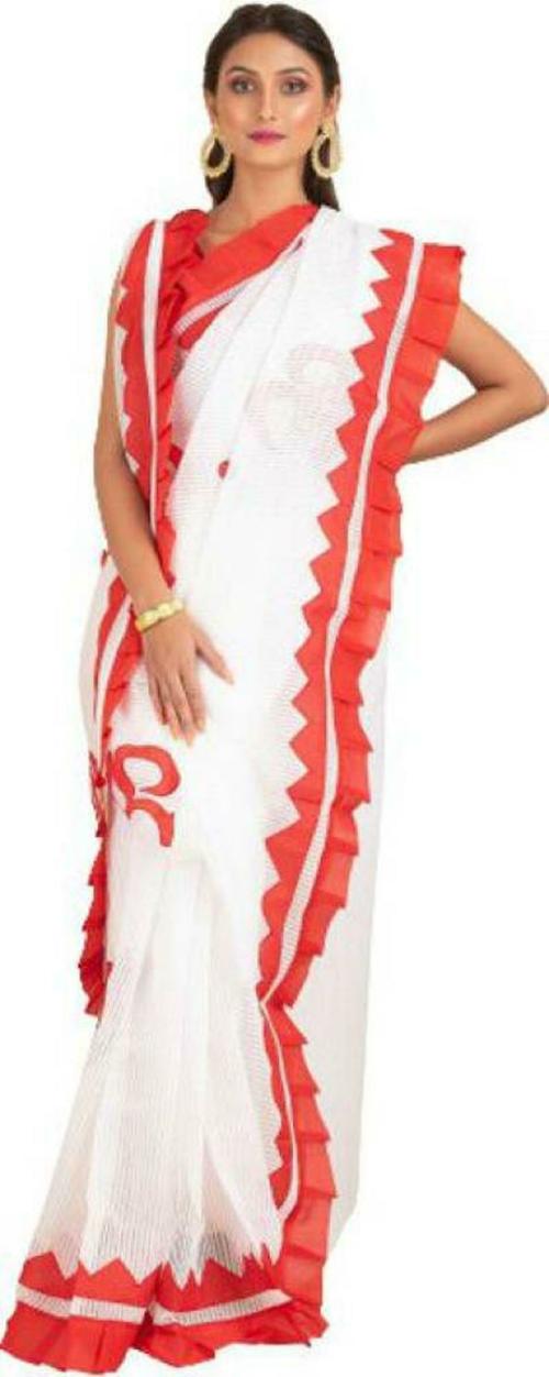 Anirban Women Multicolor Printed Cotton Blend Handloom Saree