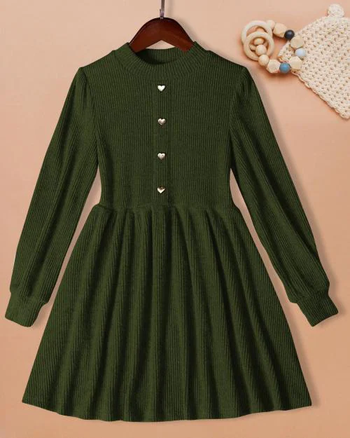 MISS AYSE Girls Solid Cotton Blend Pack Of 1 Frock | Dresses|Kids Wear | Girls Dress | Kids Dress | Frock | Frock Girls | Girls Frock | Dresses For Girls | Kids Girl Dress | Frock For Girls