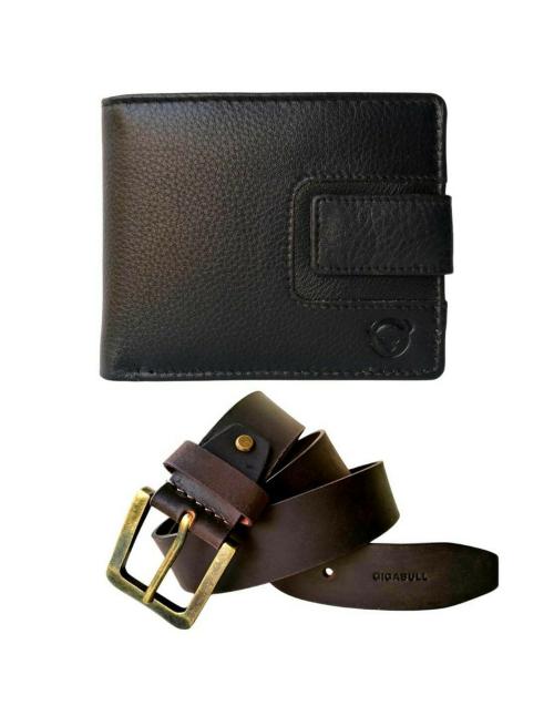 Buy Gigabull Men Black Solid Leather Wallet and Belt Online at Best