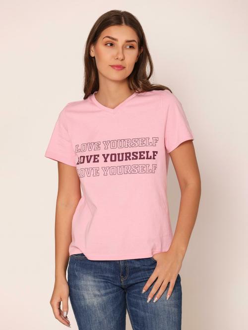 Bonjour Women's Half Sleeve V-Neck T-Shirt For Summer, Orchid Pink - PO1