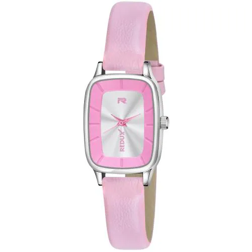 Redux GW-245 Pink Square Dial Leather Strap Analog Watch for Women's