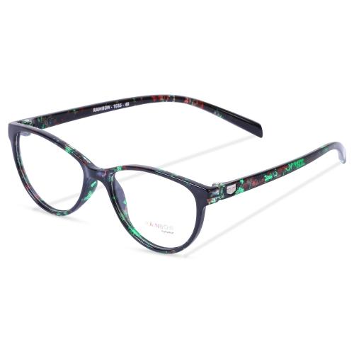 FREDDY Green Print Stylish Frame l Full Frame Goggle For Girls & Women l 100% UV Protection with Cat Eye Shape l Medium