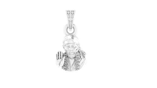 Akshat Sapphire Sterling Silver God Shree Sai Baba Pendant Suitable For Men and Women