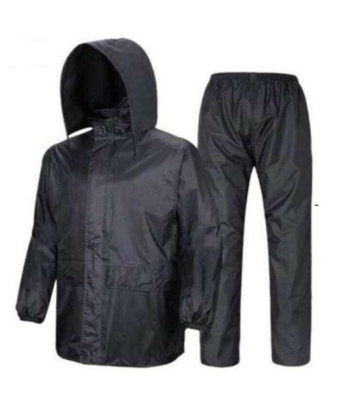 VORDVIGO Rainwear Men's Raincoat Set, Coat with Pant Waterproof with Adjustable Hood Rain Suit Size-Free (Black)