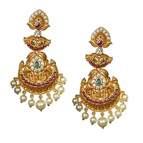 BellaMoire Gold Plated Drop and Dangler Earrings Gold (Women and Girls)