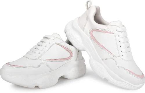 Flynce Comfortable Sneakers for Women and Girls | Fashion Sneakers for Girls | Womens Shoe | Girls Shoe| Casual Snekaers for Women and Girls | Lightweight Sneakers for Women and Girls | Women's Sneakers | Girls Sneakers - 6011-White,Pink-39