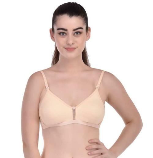 SCTC Women and Girls Skin Cotton Wire Free Non-Padded Full Coverage T-Shirt Bra (Size 36)
