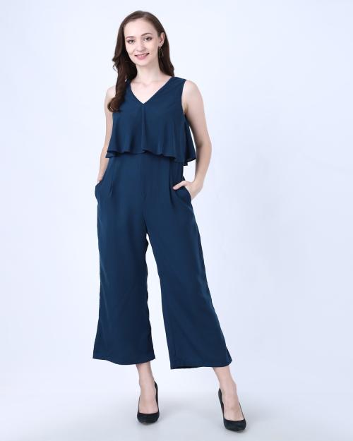 My Swag Women Turquoise Color Solid Long Jumpsuit