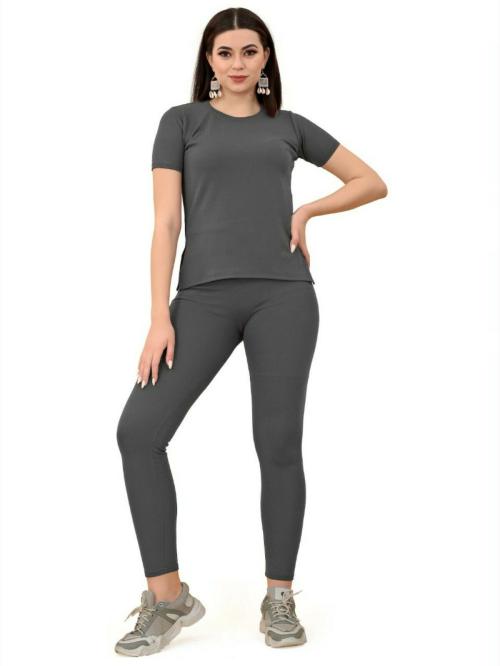 Andaria Fashion Hub Cotton Stylish Sports Use Tracksuit Women's Yoga Track Suit (Grey-L)