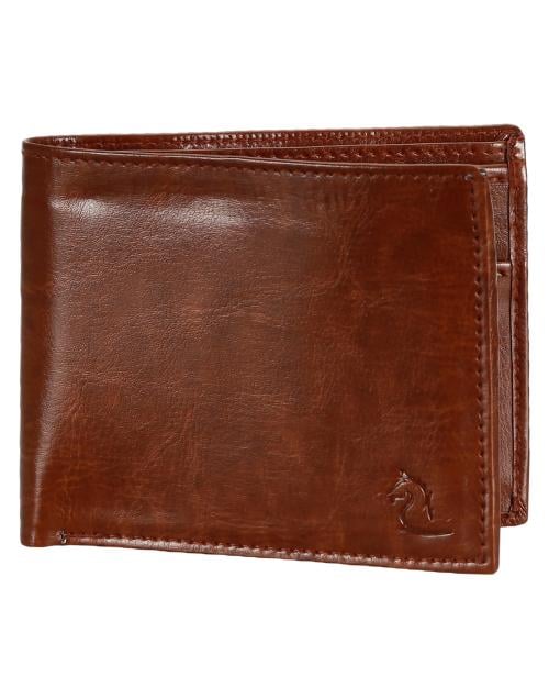 KARA Faux Leather Brown Men's Wallet Bifold Wallets for Men with Coin Pocket and 3 Card Holder Slots