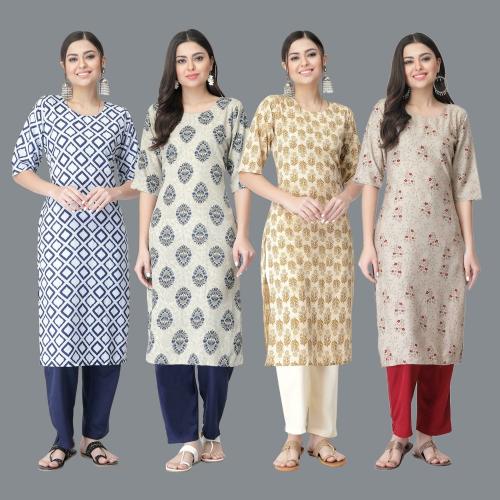 kurti for women kurti crepe kurti | kurti for women | kurti crepe kurti |ladies kurti |women kurta | Creap kurti | kurties | Ethnicbasket Women's Crepe Digital Printed Straight Kurti Pack of-4