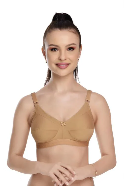 Alishan Beige Cotton Blend Non Padded Bra - 42C (AS0912)