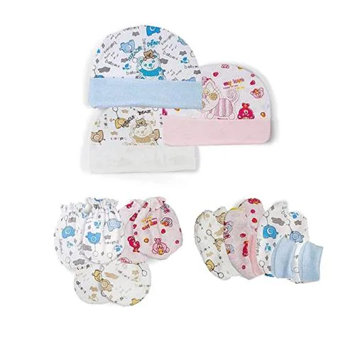 BIGBOUGHT Baby Mittens Caps Gloves and Booty Combo Set - Pair of 3