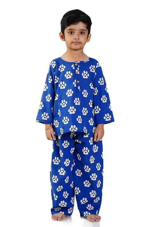 Chheent Pug Paws All Over Print Cotton Comfortable Sleep Night Suit For Boys And Girls (2-3 Years)