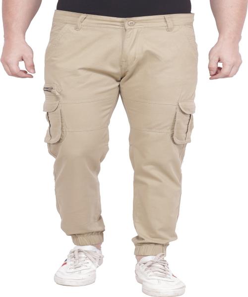 ZAYSH Men Mid Rise solid Regular Beige Cargo Jaens Pant