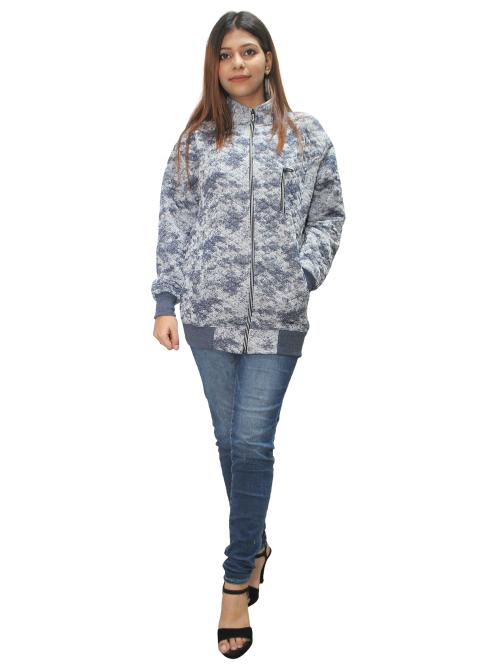 Hautemoda Women Woolen Zipper Sweatshirt .